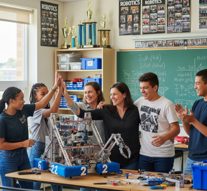 Robotics team celebrating